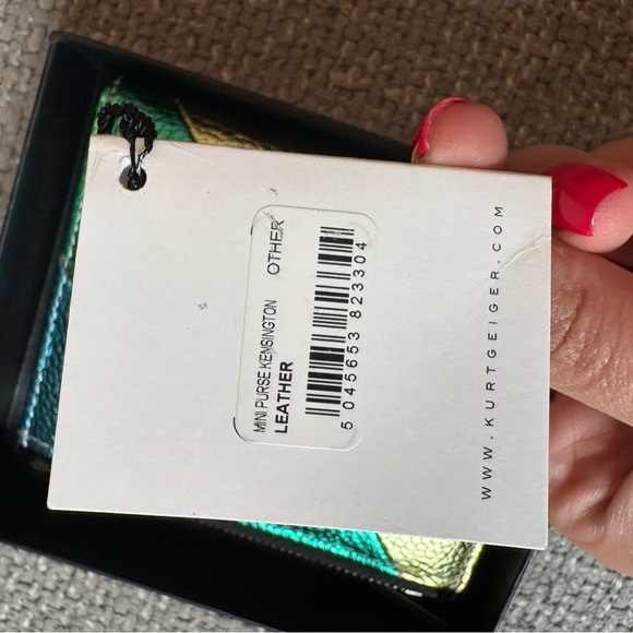 Kurt Geiger Mini Kensington Metallic Leather Bifold Wallet Pink Multi Eagle Head - Picture 6 of 16